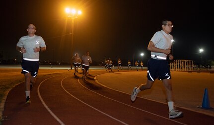 Air Force basic trainees get in their morning routines