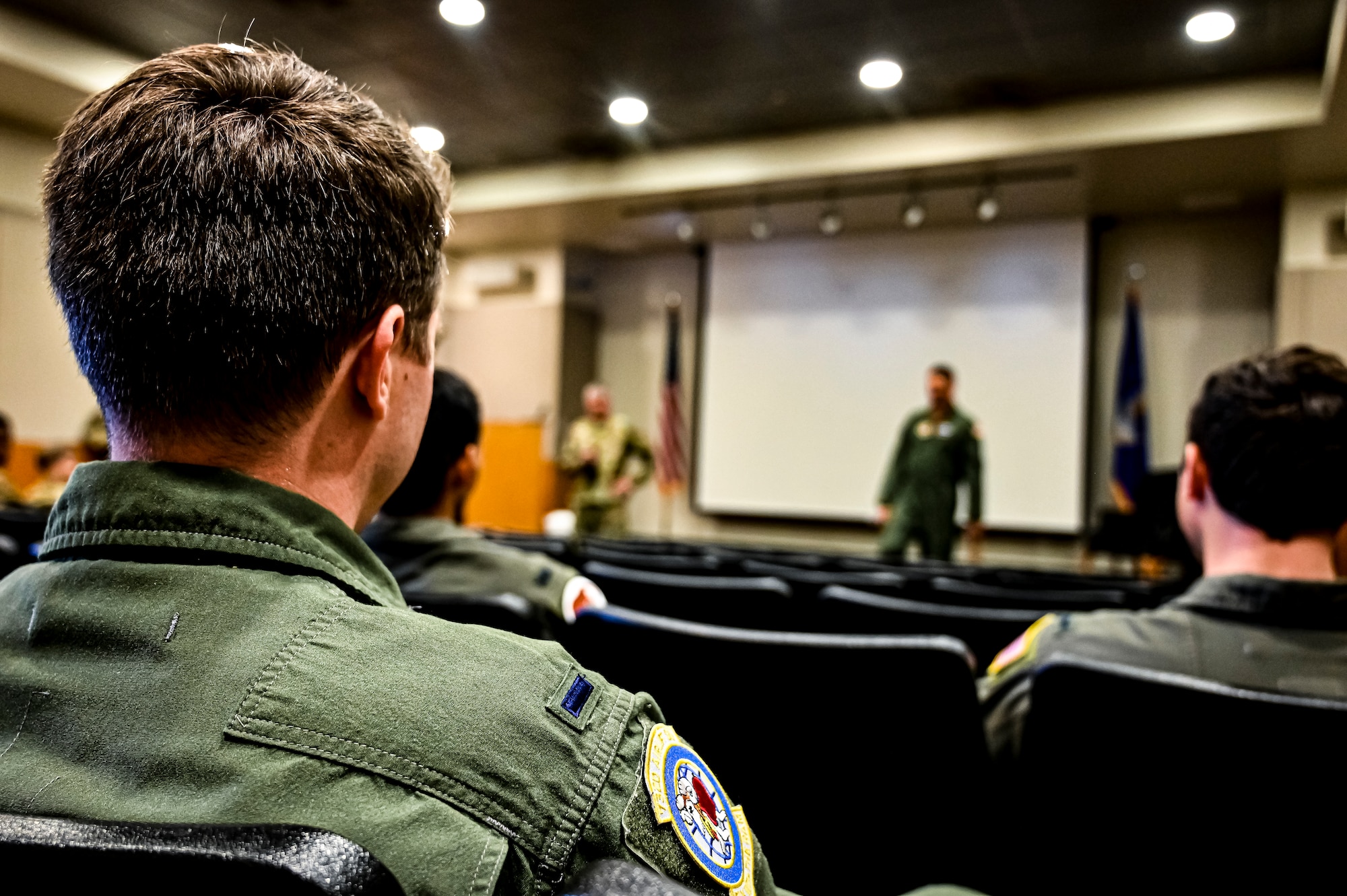 U.S. Air Force Maj. Gen. Albert Miller, Aircrew Task Force director, addresses pilots assigned to the 305th Air Mobility Wing at Joint Base McGuire-Dix-Lakehurst, N.J. on Aug. 25, 2022. Miller has amplified community outreach to aircrew members in the field through increased site visits. These visits provide a chance to have meaningful discussions with all aircrew members to capture operational, quality of life, and quality of service concerns to inform policy decisions.