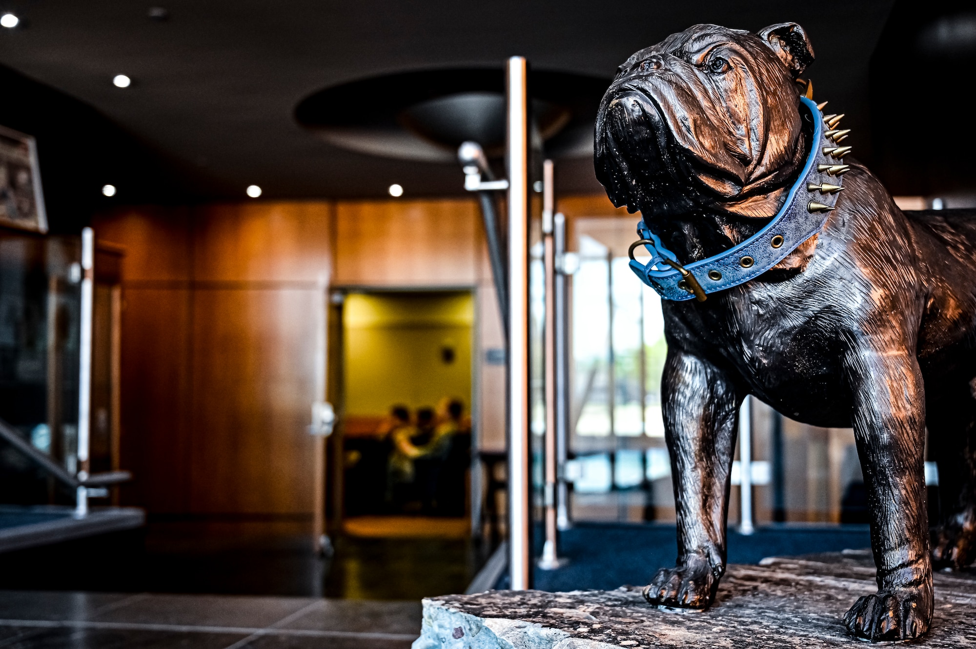 A 305th Air Mobility Wing Squadron mascot statue is displayed at the Consolidated Maintenance Operations Facility building prior to the arrival of U.S. Air Force Maj. Gen. Albert Miller, Aircrew Task Force director, at Joint Base McGuire-Dix-Lakehurst, N.J. on Aug. 25, 2022. Miller has amplified community outreach to aircrew members in the field through increased site visits. These visits provide a chance to have meaningful discussions with all aircrew members to capture operational, quality of life, and quality of service concerns to inform policy decisions.