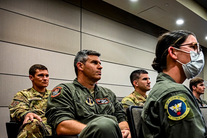 U.S. Air Force Maj. Gen. Albert Miller, Aircrew Task Force director, addresses Airmen assigned to the 305th Air Mobility Wing at Joint Base McGuire-Dix-Lakehurst, N.J. on Aug. 25, 2022. Miller has amplified community outreach to aircrew members in the field through increased site visits. These visits provide a chance to have meaningful discussions with all aircrew members to capture operational, quality of life, and quality of service concerns to inform policy decisions.