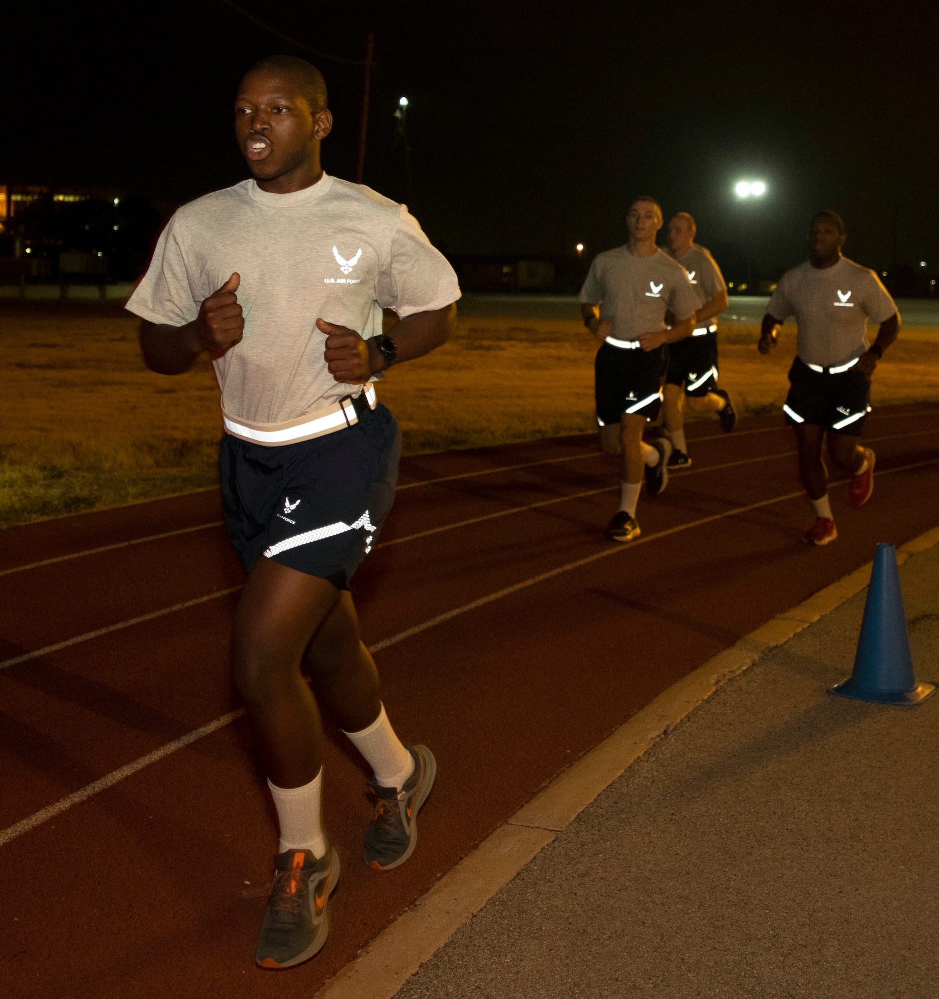 Air Force basic trainees get in their morning routines