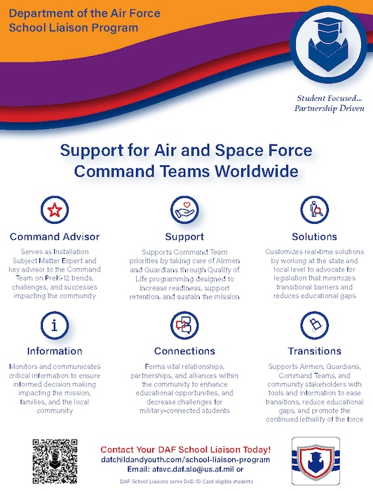 Sheet outlining support provided by SLP managers across the DAF