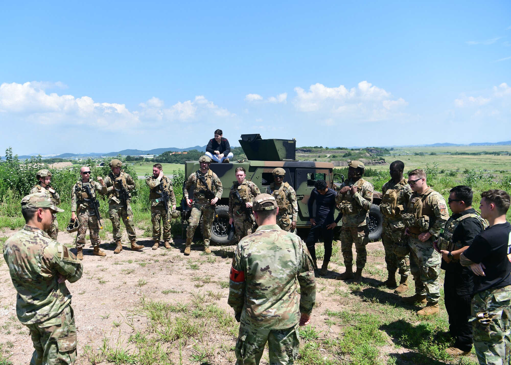 Military members prepare for security forces related training.