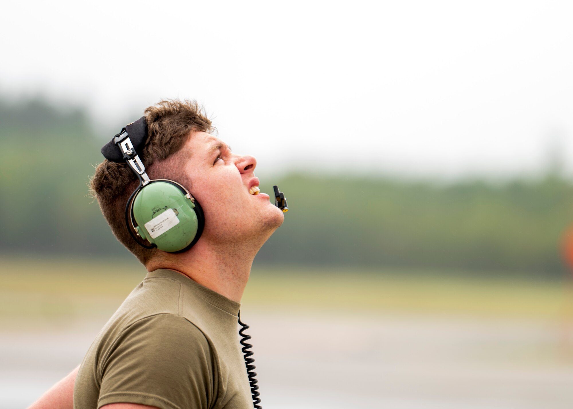 U.S. Air Force Senior Airman Kevin McFadden, a 6th Aircraft Maintenance Squadron crew chief, inspects a KC-135 Stratotanker assigned to the 91st Air Refueling Squadron before take off at Bangor Air National Guard Base, Maine, Aug. 23, 2022.