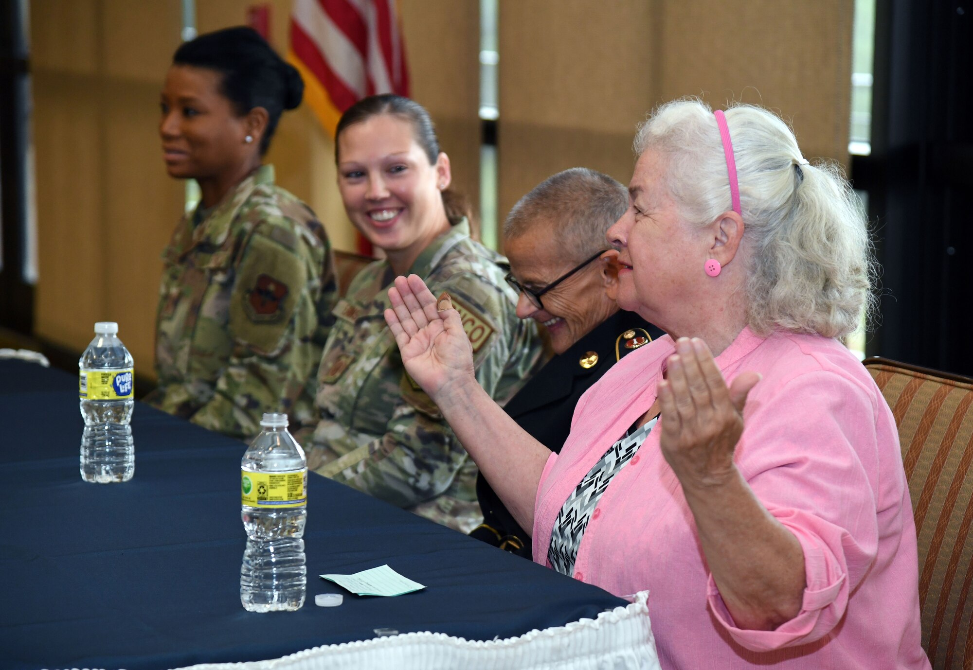 U.S. Air Force Retired Master Sgt. Sharon Price delivers remarks during the Women's Equality Day event inside the Bay Breeze Event Center at Keesler Air Force Base, Mississippi, Aug. 26, 2022. On Women's Equality Day, we honor the movement for universal suffrage that led to the 19th Amendment, celebrate the progress of women over the years, and renew our commitment to advancing gender equity and protecting women's rights. (U.S. Air Force photo by Kemberly Groue)