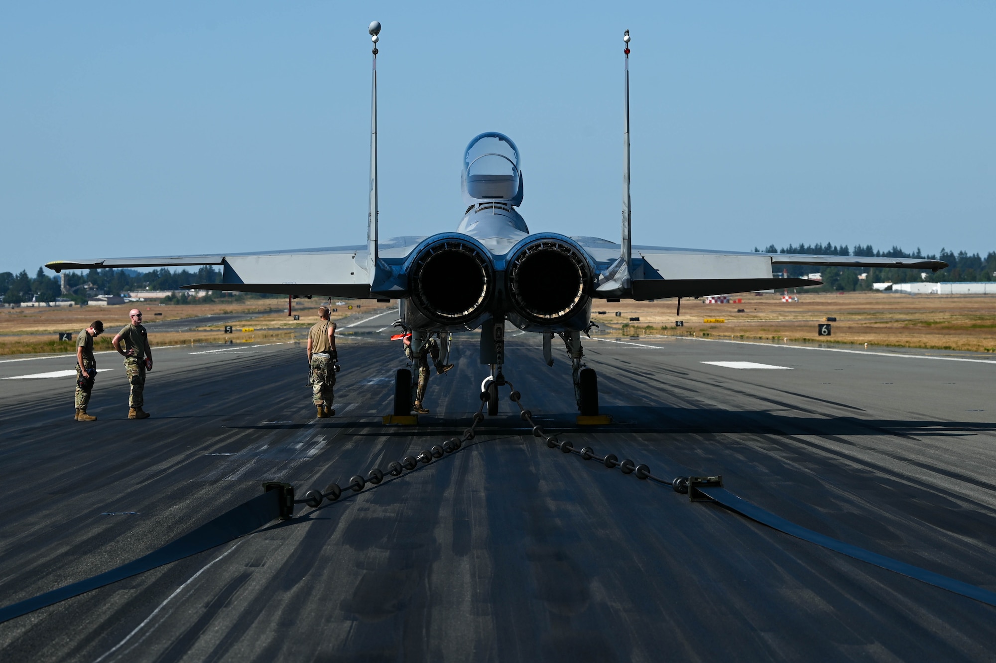 CES uses the barrier arresting system BAK-12 to bring fighters to a stop on the flight line.