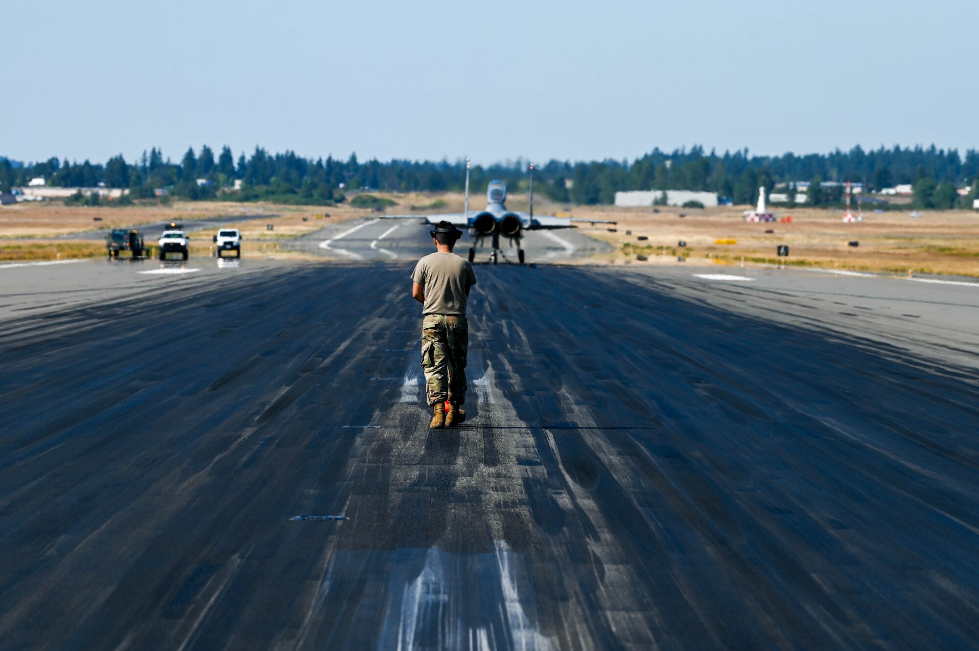 CES uses the barrier arresting system BAK-12 to bring fighters to a stop on the flight line.