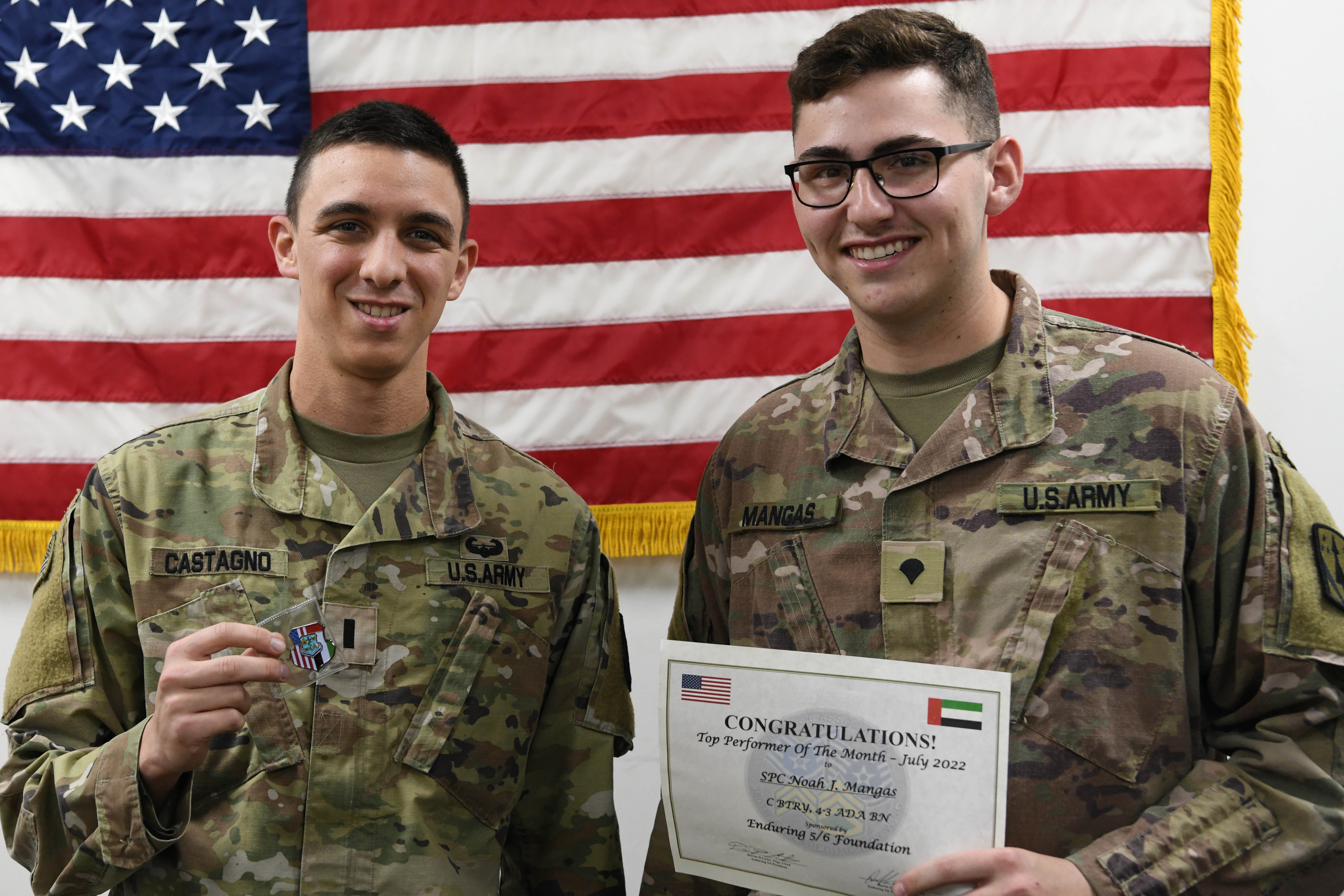 U S Army Specialist named Top Performer by 380th AEW 5/6 Council