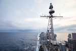 TAIWAN STRAIT (Aug. 28, 2022) Ticonderoga-class guided-missile cruiser USS Chancellorsville (CG 62) transits the East China Sea during routine underway operations. Chancellorsville is forward-deployed to the U.S. 7th Fleet area of operations in support of a free and open Indo-Pacific. (U.S. Navy photo by Mass Communications Specialist 2nd Class Justin Stack)