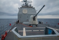 TAIWAN STRAIT (Aug 28, 2022) Ticonderoga-class guided-missile cruiser USS Antietam (CG 54) conducts routine underway operations. Antietam is deployed to 7th Fleet area of operations in support of a free and open Indo-Pacific. (U.S. Navy photo by Mass Communication Specialist 3rd Class Santiago Navarro)