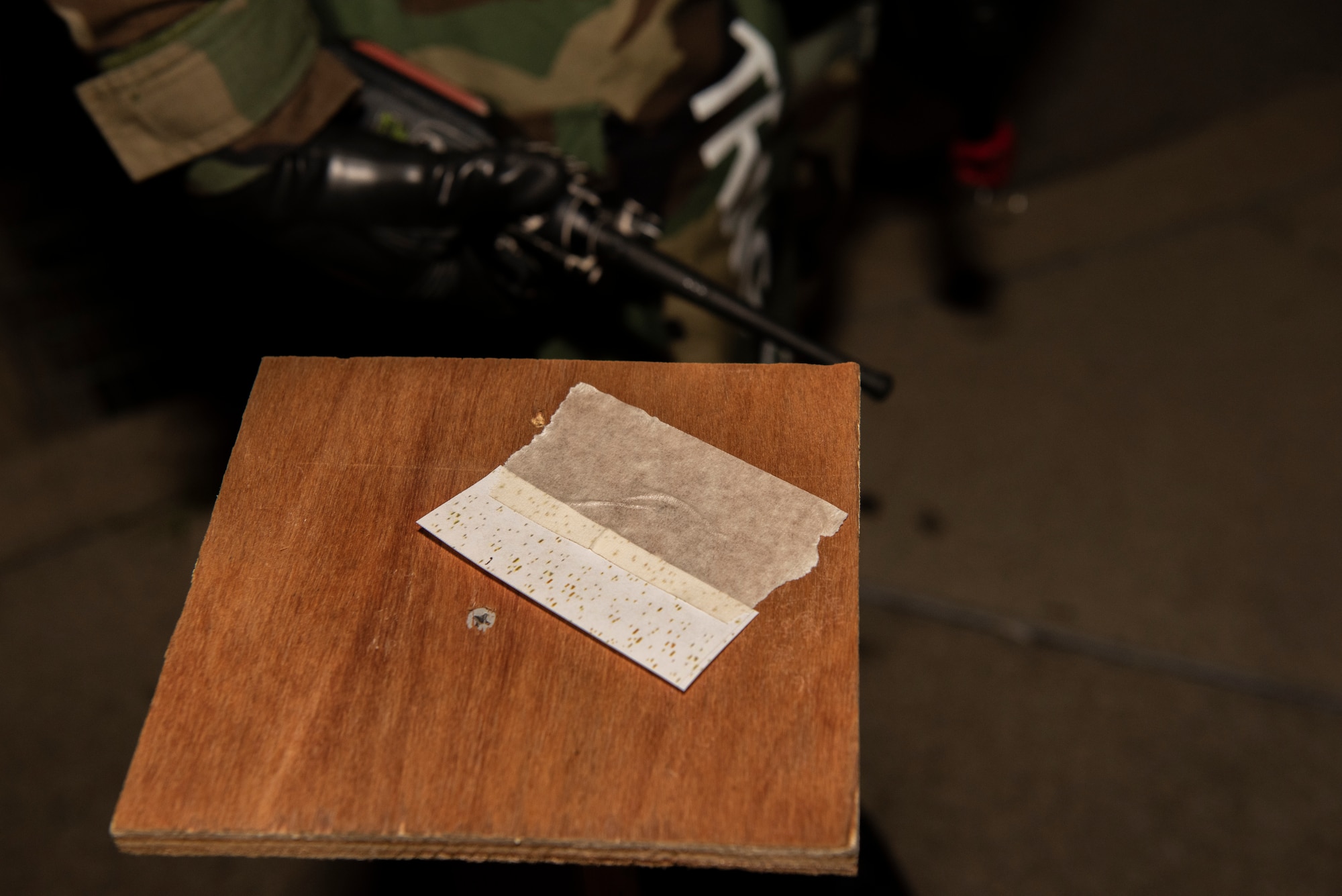 M9 paper shows the presence of simulated chemicals during a post attack reconnaissance (PAR) sweep as part of a training event at Osan Air Base, Republic of Korea, Aug. 16, 2022.