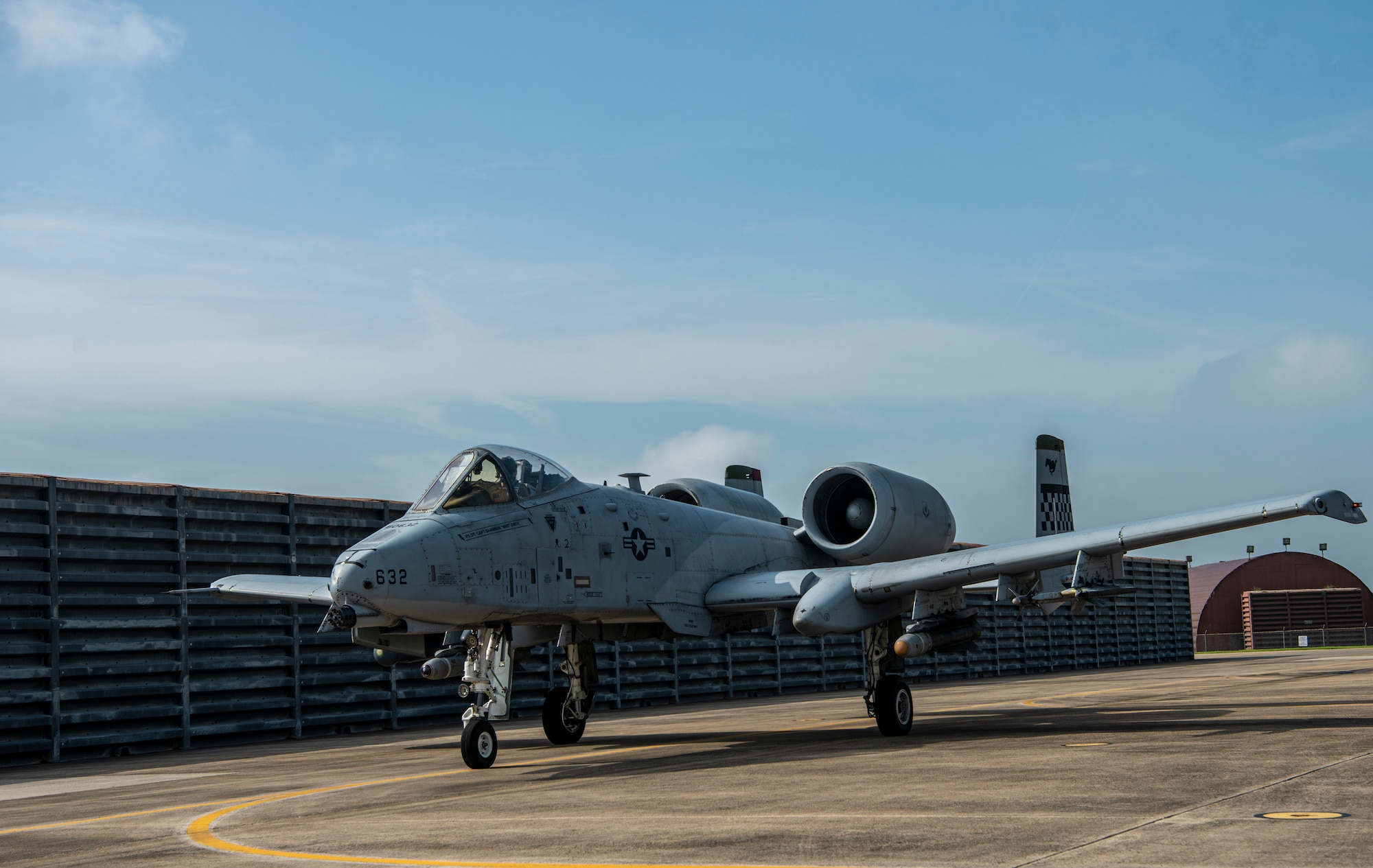 An A-10C Thunderbolt II assigned to the 25th Fighter Squadron taxis on the flight line after landing during a training sortie at Gwangju Air Base, Republic of Korea, Aug. 18, 2022.