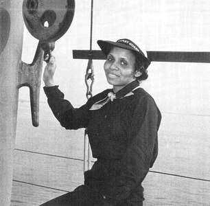 A portrait photo of Coast Guard SPAR Dr. Olivia Hooker, USCGR (WR), circa 1945