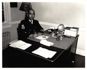 BMC Maxie Berry, USCG, at his desk at Pea Island Life-Saving Station.