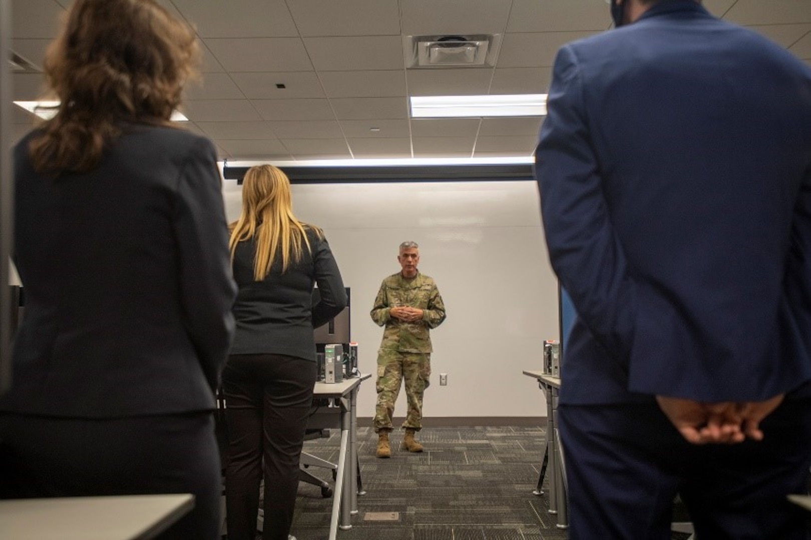 Paul M. Nakasone, General, U.S. Army; Commander, U.S. Cyber Command; Director, National Security Agency; Chief, Central Security Service, addresses college interns from NSA’s Director’s Summer Program (DSP) and Graduate Mathematics Program (GMP).