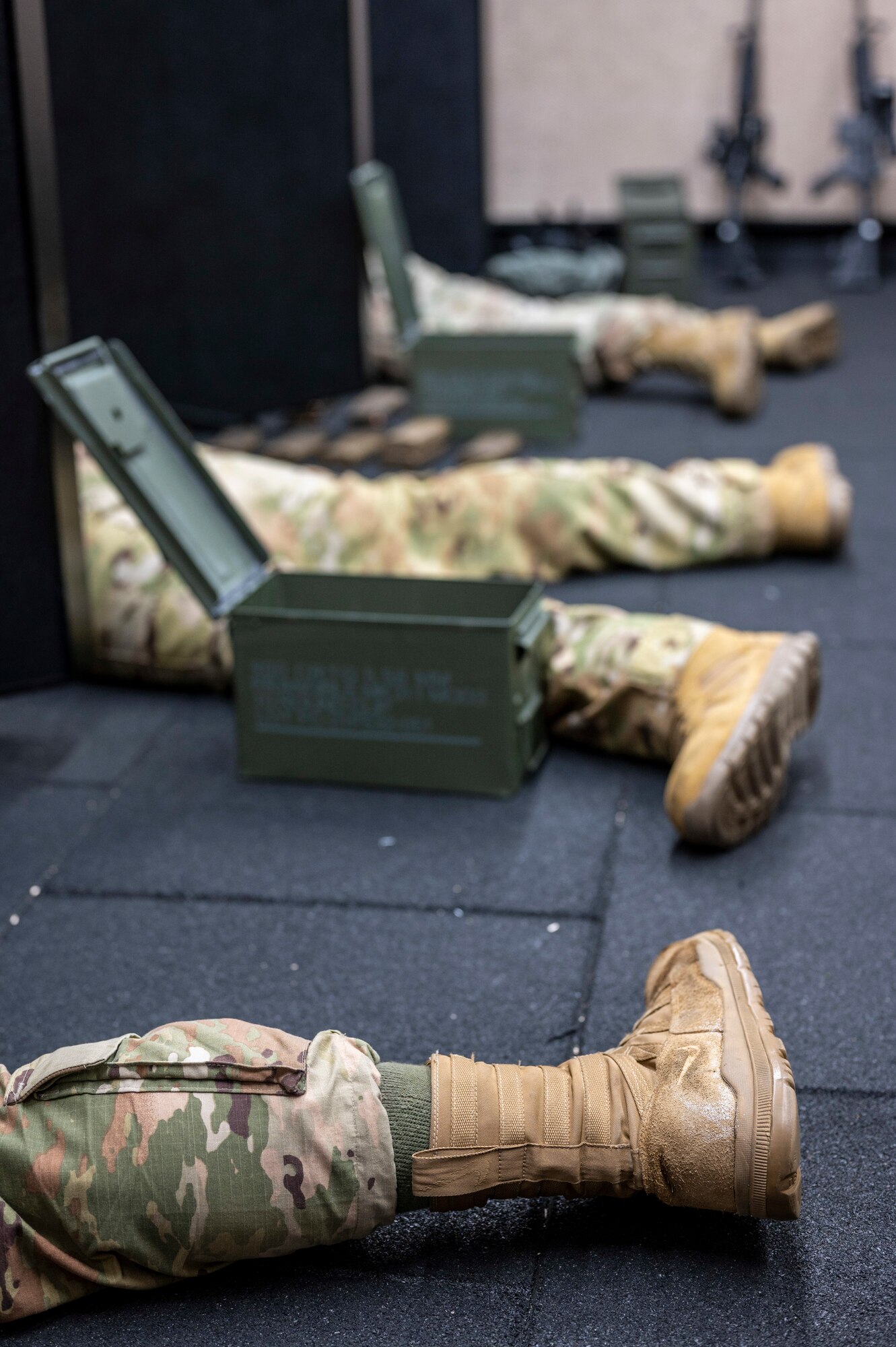 Airmen's boot lying in a row
