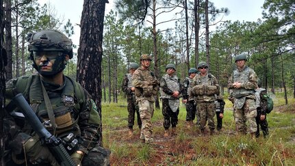 Senior leaders from the Brazilian Army and U.S. Army South observe a blank fire rehearsal