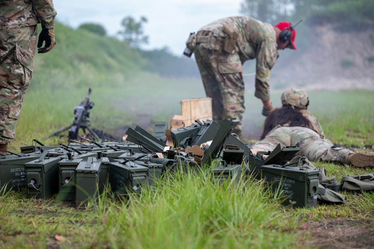Ammunition cans in the grass