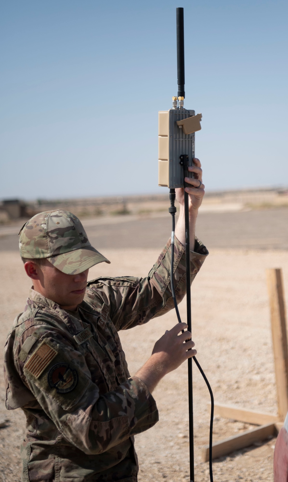 332d Expeditionary Security Forces Squadron fly small Unmanned Aerial Systems (sUAS) at an undisclosed location in Southwest Asia August 16, 2022. Unmanned Aerial Vehicles (UAV) roles have expanded to include intelligence gathering, electronic attack, drone strikes, suppression or destruction of enemy air defense network node or communication relay, combat search and rescue.