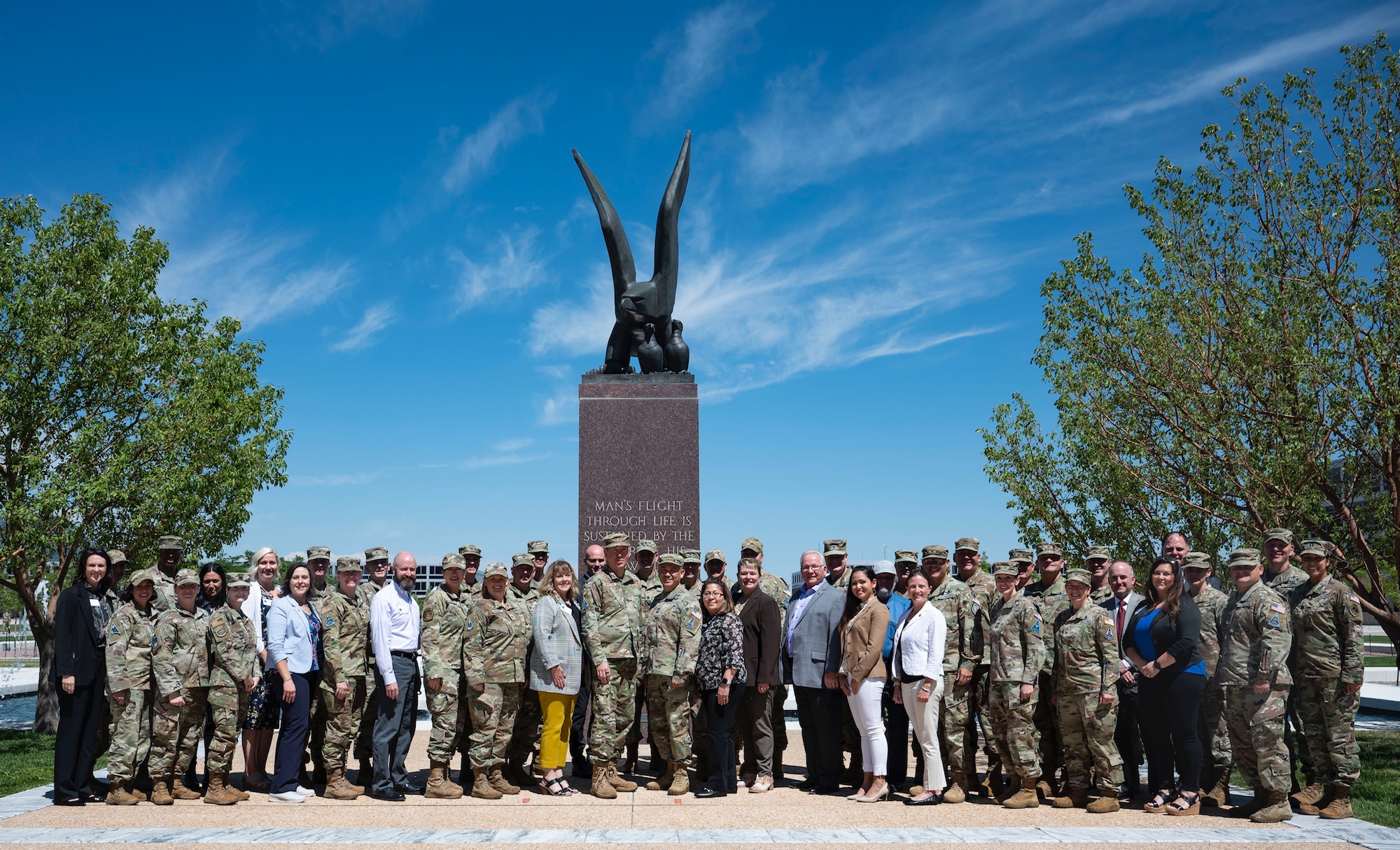 Space Training and Readiness Command senior leaders pose for a group photo during a conference at the U.S. Air Force Academy