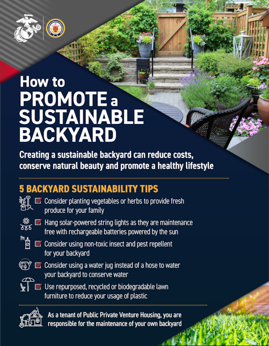 Flyer promoting how to have a sustainable backyard.