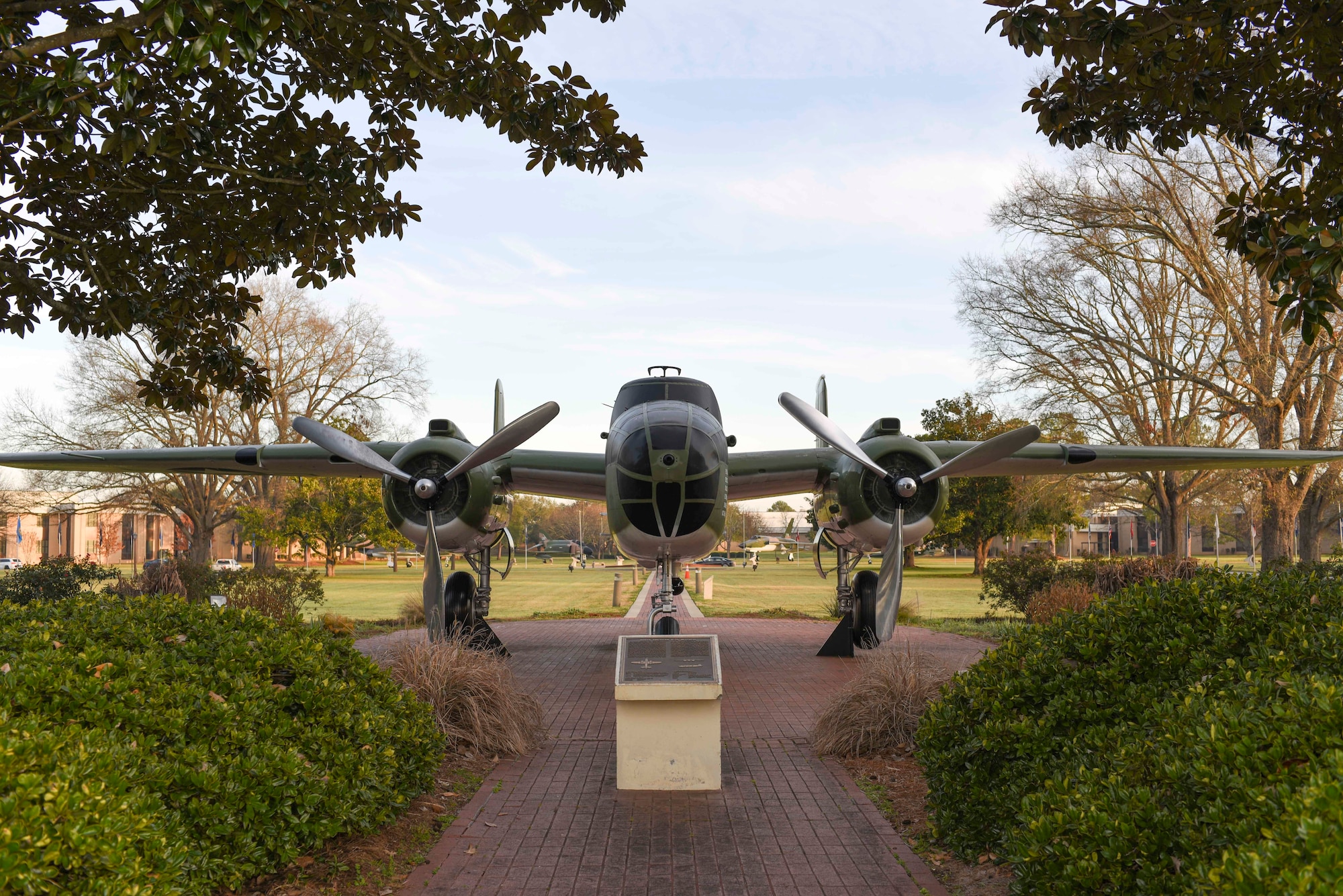 A B-26 Mitchell sits on display February 3, 2020, at Maxwell Air Force Base, Alabama.