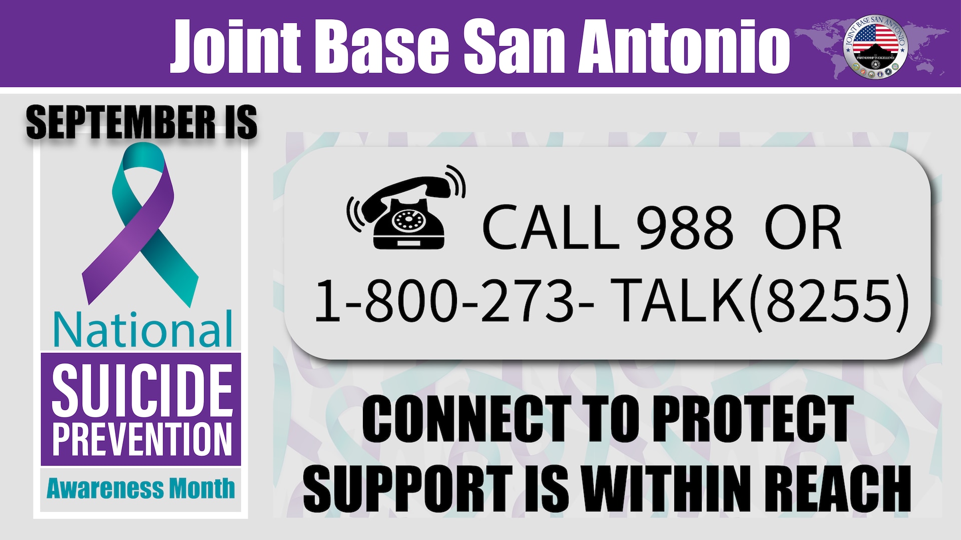 JBSA Suicide Prevention Month Banner