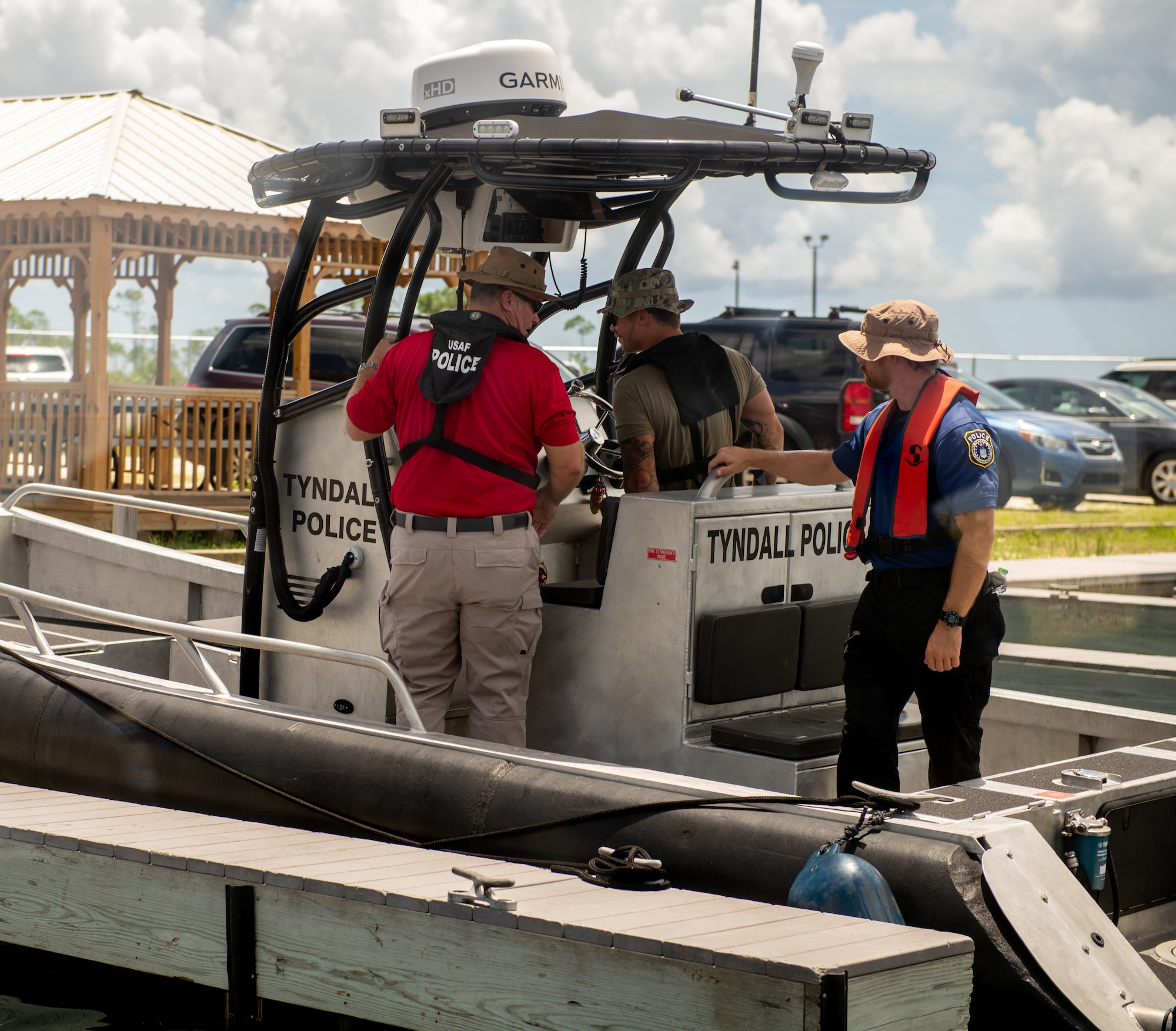 Marine patrolmen discuss boating controls