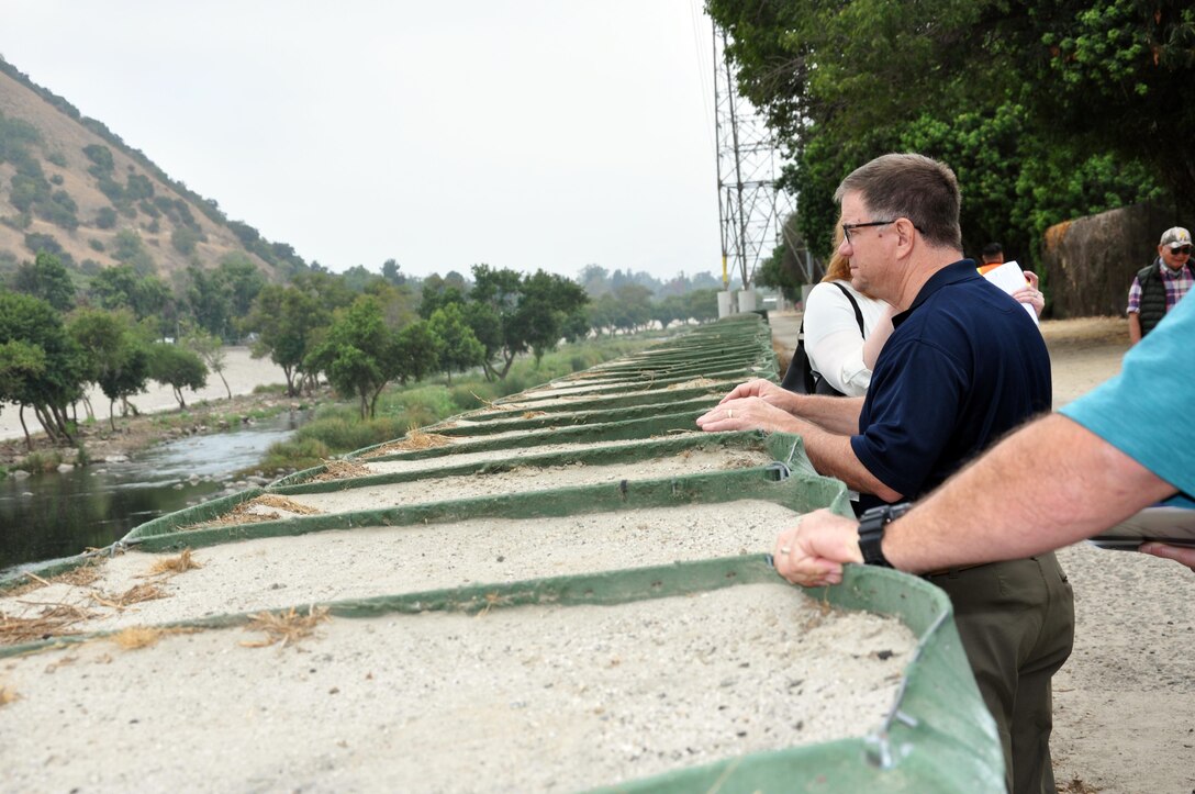 Al Lee, director of Civil Works, Senior Executive Service, U.S. Army Corps of Engineers Headquarters, surveys the Los Angeles River Ecosystem Restoration project at Reach 6, adjacent to the Los Feliz Golf Course Aug. 22 in Los Angeles. Lee visited the Corps' Los Angeles District projects Aug. 22 to 24.