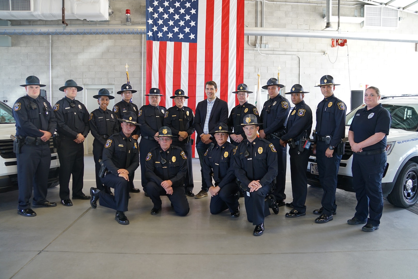 The Defense Logistics Agency Installation Management San Joaquin Police Department poses for a photo with Representative Josh Harder, from California’s 10th District.