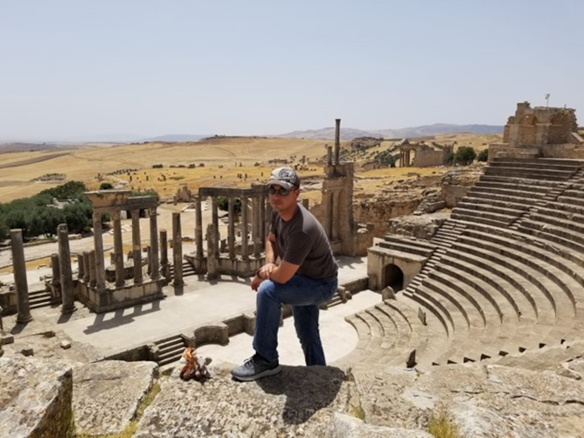 French Language Enabled Airman Program Scholar Maj. Darrell Moyers visited Roman ruins during a deployment in AFRICOM.