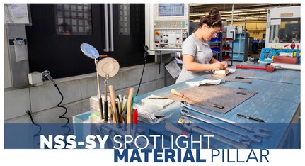 Photo used in photo illustration depicts Brianna Fry, journey mechanic, Shop 31, Machinists, Electroplaters and Toolmakers, stages tools for production at Work Center 35 in Building 431, at Puget Sound Naval Shipyard & Intermediate Maintenance Facility in Bremerton, Wash. (U.S. Navy photo by Wendy Hallmark)