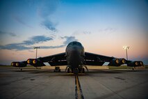 A B-52H Stratofortress sits parked on the Main Parking Apron at Minot Air Force Base, North Dakota, Aug. 23, 2022. The first B-52H assigned to Minot AFB arrived on July 16, 1961. (U.S. Air Force photo by Airman 1st Class Alexander Nottingham)