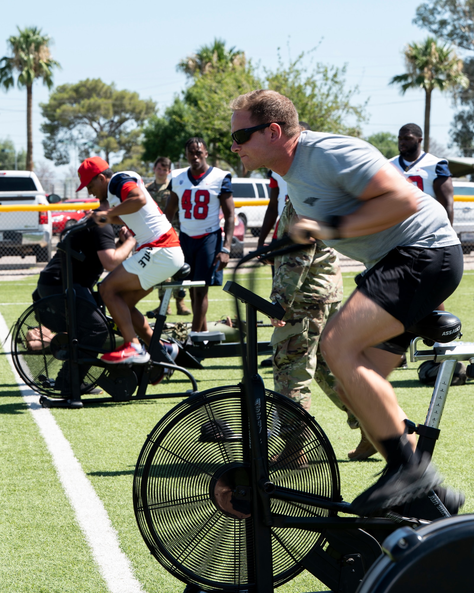 Photo of a man on an exercise bike.