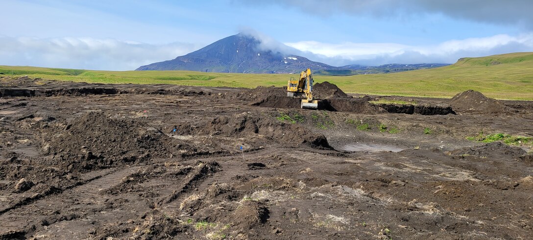 The U.S. Army Corps of Engineers’ Alaska District and Range Support Center collaborated to remove unexploded ordnance from 337 acres of land in 2020 and 2021 at the Fort Glenn Formerly Used Defense Site on Umnak Island in Alaska. The environmental restoration project is the first in the state to be funded by the DoD Military Munitions Response Program. (U.S. Army Photo)