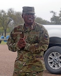 Senior Enlisted Advisor Tony L. Whitehead, the senior enlisted advisor for the chief, National Guard Bureau, speaks with Texas Army National Guardsmen assigned to Operation Lone Star in Harlingen, Texas, Nov. 23, 2022. Whitehead visited troops along the Texas-Mexico border over the Thanksgiving holiday.