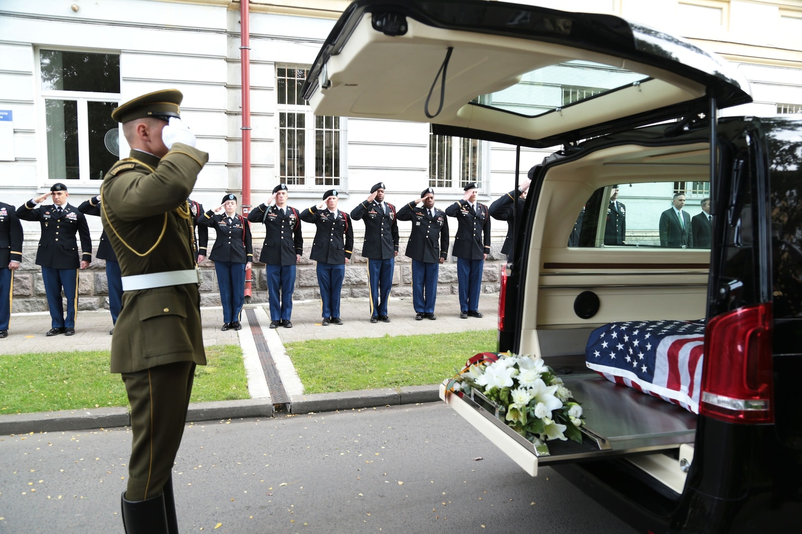 On Sept 16. 2021 Lithuanian officials conducted a honorable carry of remains ceremony. Several sets of WWII-era remains exhumed in Lithuania were prepared to be escorted back home to their final resting place in the United States. The airmen served on different B-17 bomber crews who were shot down in early 1944 and perished in a German POW camp in Lithuania. Ambassador Gilchrist was honored to attend the ceremony, alongside Vice Minister of National Defense Margiris Abukevičius, Archbishop Gintaras Grušas, members of the U.S. and Lithuanian Armed Forces, representatives from the U.S. Embassy, and others who honored the airmen's service and sacrifice. (U.S. Embassy Photos)