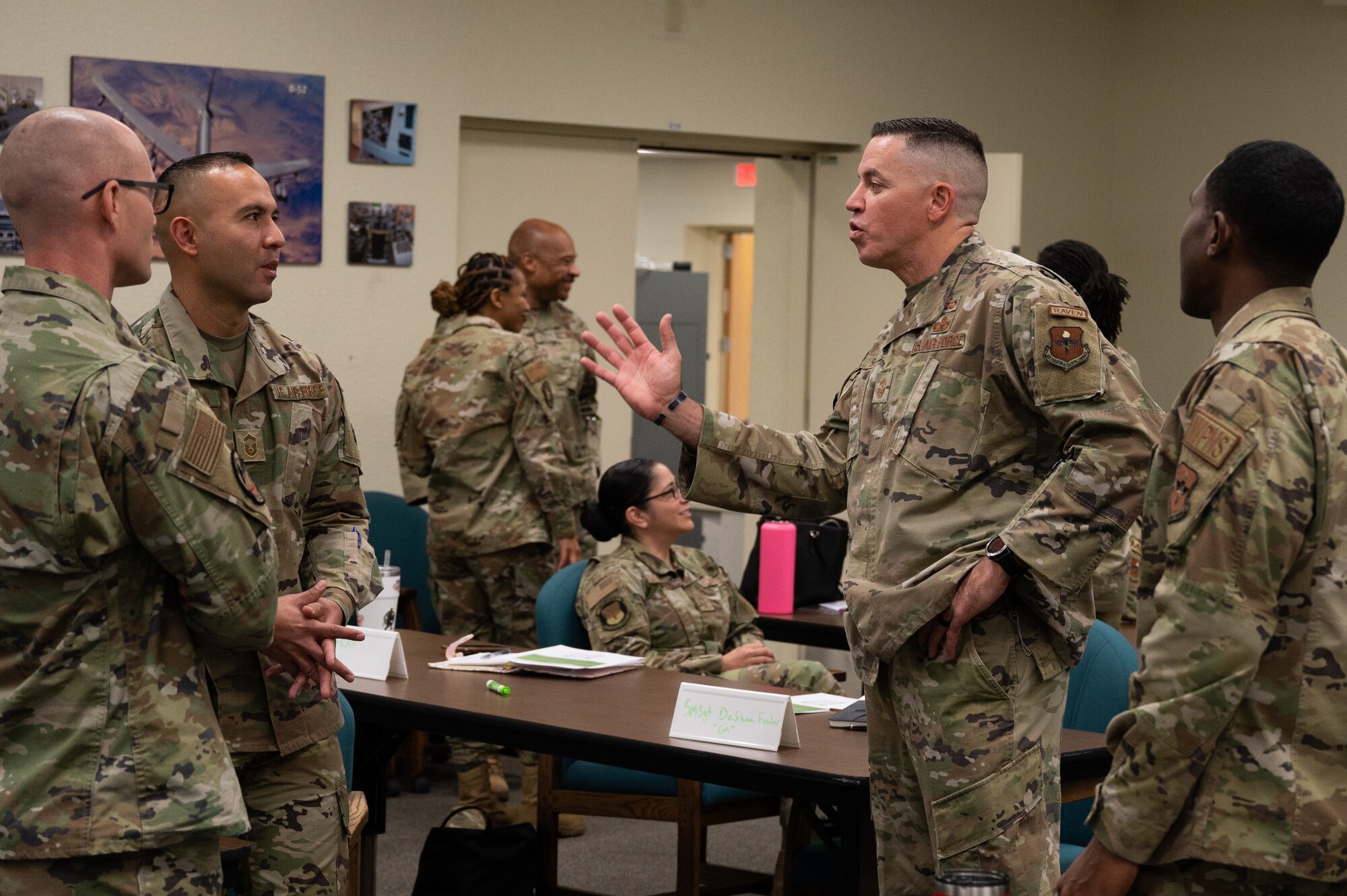 U.S. Air Force Chief Master Sgt. Jason Shaffer, 56th Fighter Wing command chief, speaks to aspiring senior enlisted leaders during an SEL course Nov. 29, 2022, at Luke Air Force Base, Arizona