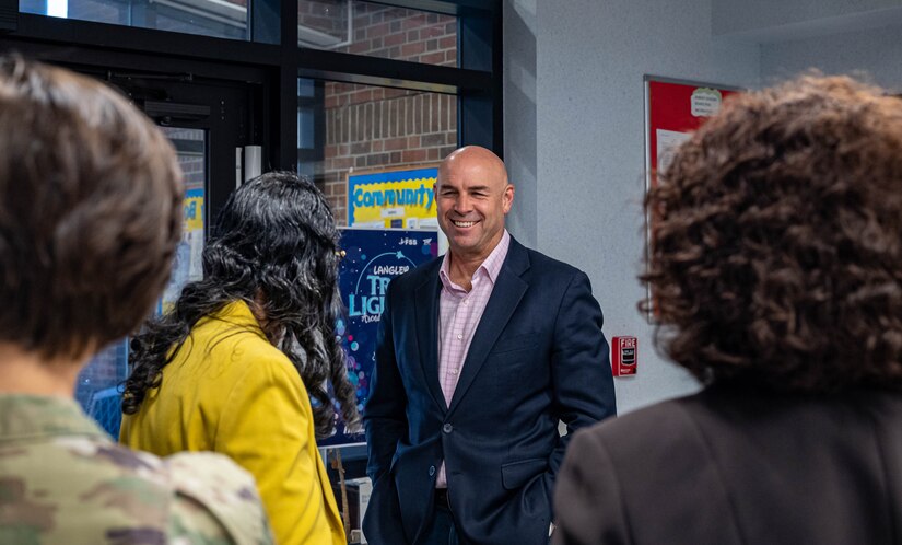 U.S. Rep. Jake Ellzey, of Texas, visits the child development center at Joint Base Langley-Eustis, Virginia, Nov. 29, 2022.