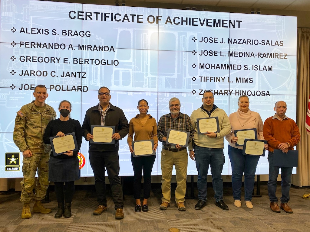 Several U.S. Army Corps of Engineers Galveston District employees received Certificates of Achievement for their efforts in their respective programs and projects. 

District Commander Col. Rhett A. Blackmon (left) recognized more than 100 “Champions of the Texas Coast” during the Fiscal Year 2023 First Quarter Awards Ceremony, held December 1, 2022, at the Jadwin Building and virtually via WebEx.