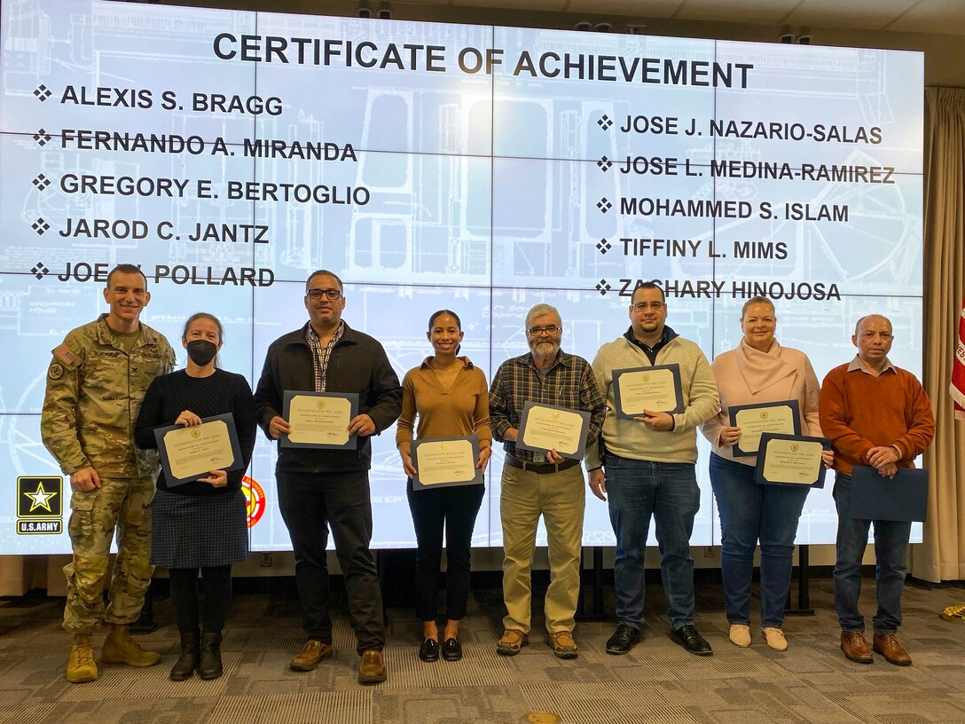 Several U.S. Army Corps of Engineers Galveston District employees received Certificates of Achievement for their efforts in their respective programs and projects. 

District Commander Col. Rhett A. Blackmon (left) recognized more than 100 “Champions of the Texas Coast” during the Fiscal Year 2023 First Quarter Awards Ceremony, held December 1, 2022, at the Jadwin Building and virtually via WebEx.