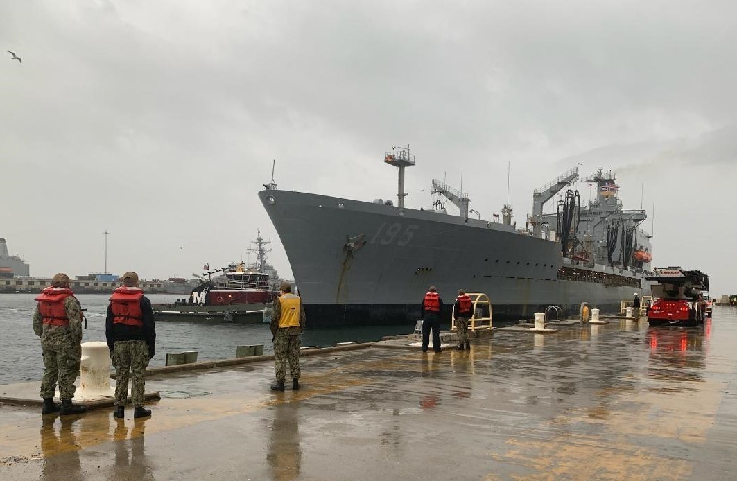 The Military Sealift Command Fleet replenishment oiler USNS Leroy Grumman (T-AO 195) returns to Naval Station Norfolk from a successful four-and-a-half-month deployment in Northern Europe, November 30, 2022.