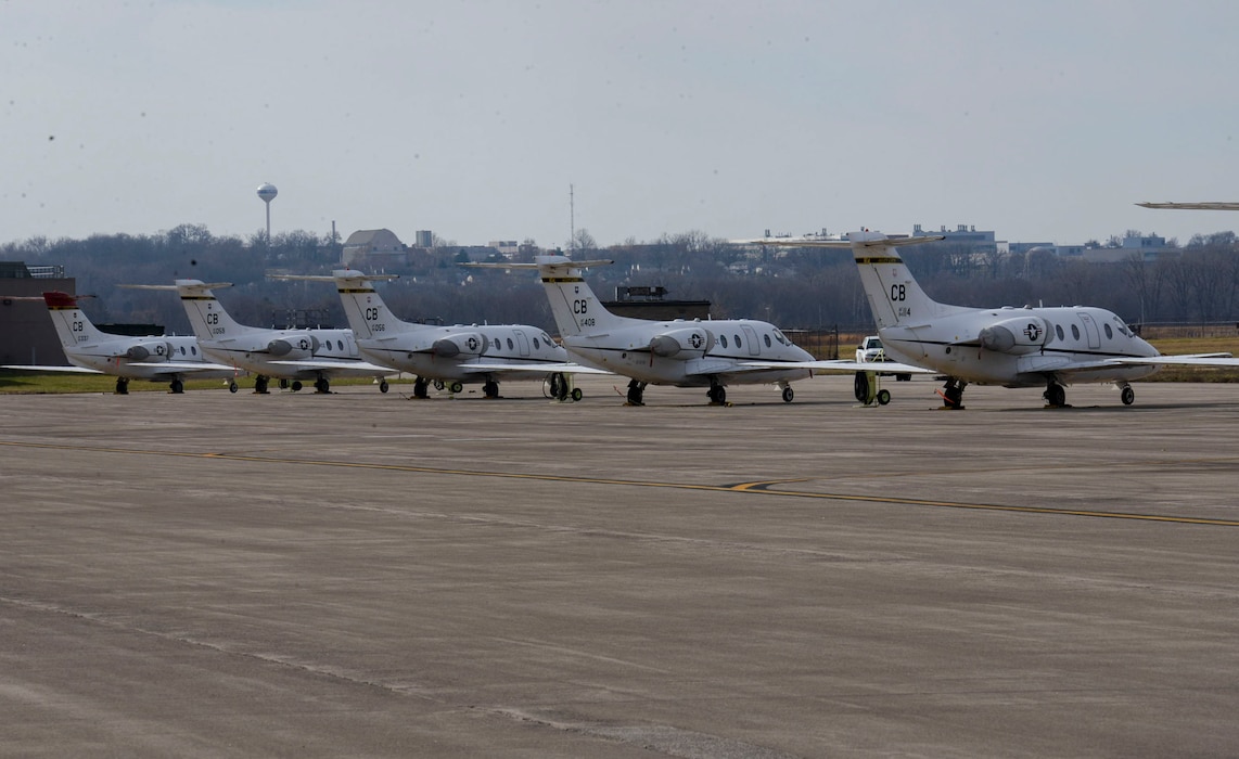 T-1 Jayhawk aircraft on the flightline.