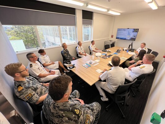 Rear Adm. Ron Piret, Commander, Naval Meteorology and Oceanography Command, visited HMAS Penguin for a tour of Australian Navy Hydrography capabilities and missions during his visit to Australia during a scheduled visit to the region, Nov 7-11, 2022.