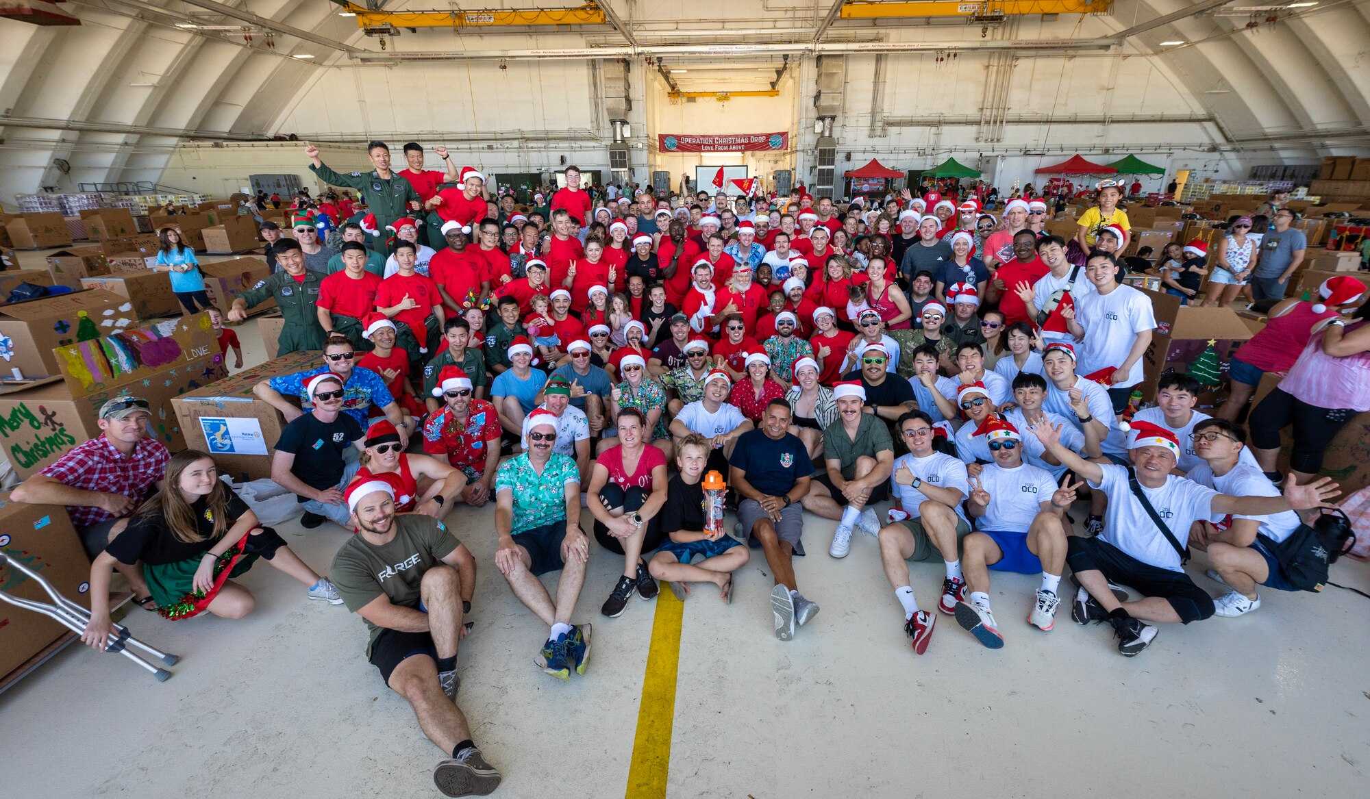 Members of the U.S. Air Force, Japan Air Self-Defense Force, Royal Australian Air Force, Royal New Zealand Air Force, and Republic of Korea Air Force pose for a group photo