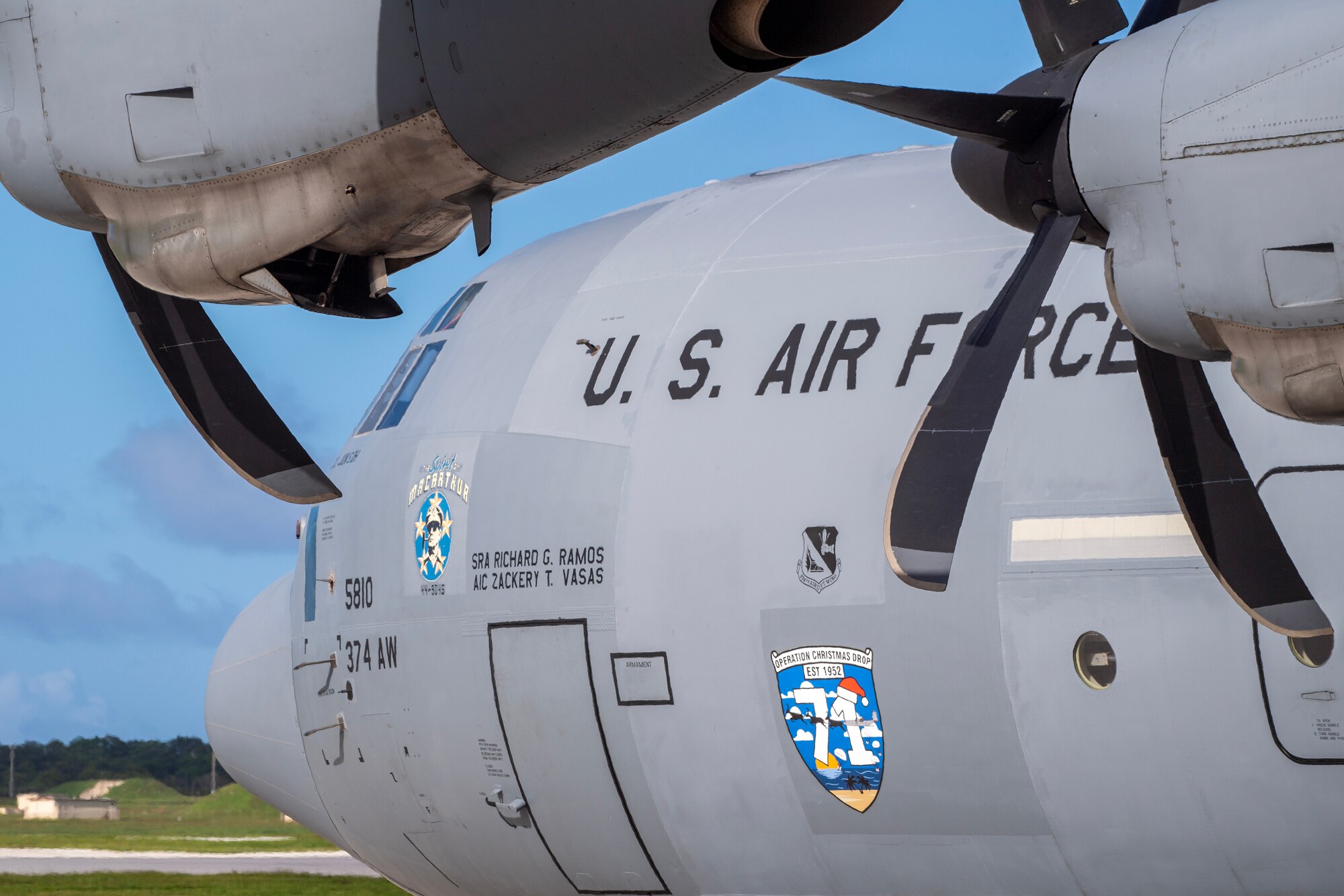 C-130J Super Hercules assigned to the 36th Expeditionary Airlift Squadron sits on the flightline