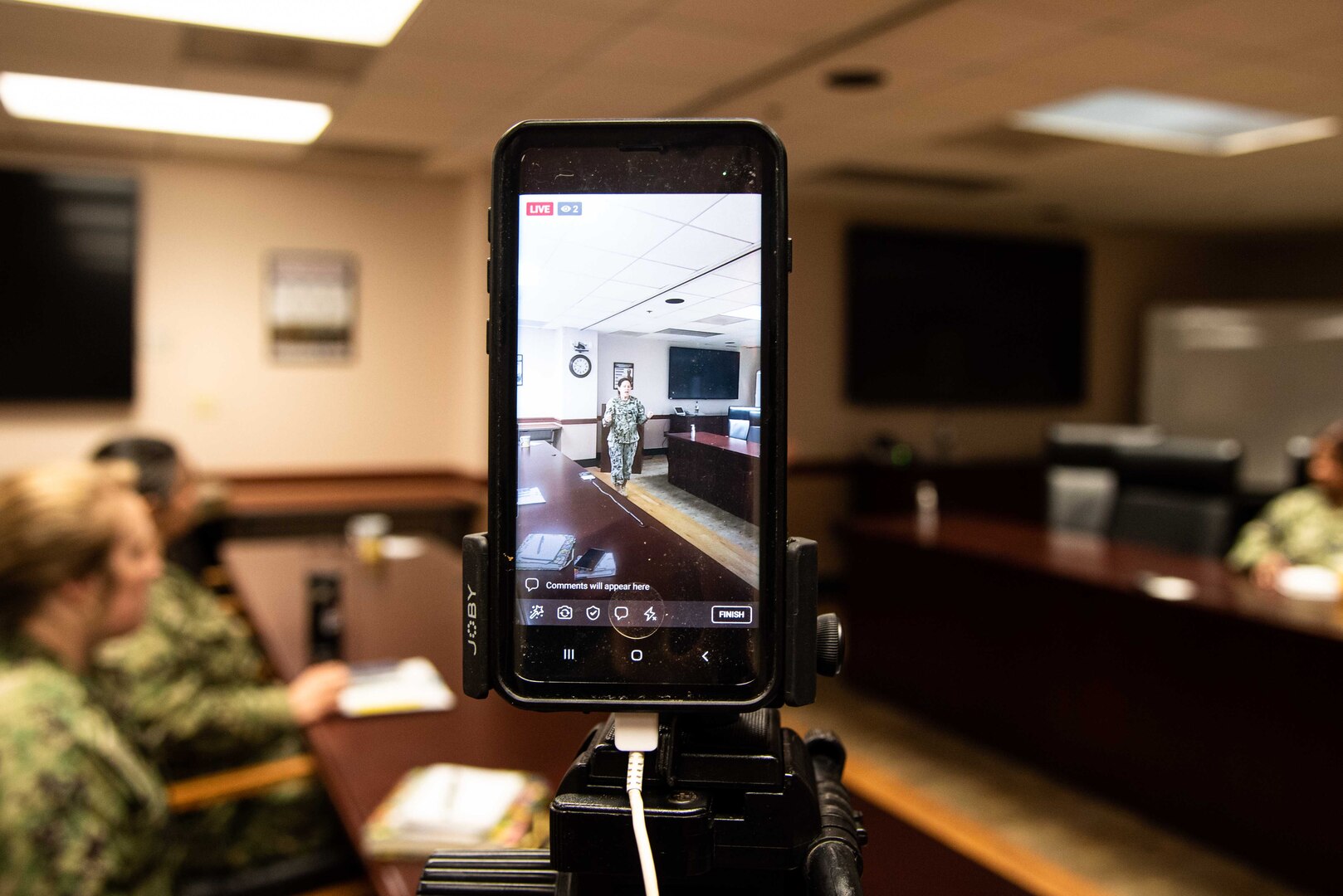 Capt. Elizabeth Adriano, left, Commander of Naval Health Clinic Cherry Point, hosts a patient townhall Wednesday, November 30.

Adriano hosted the in-person and livestreamed townhall to listen to feedback and respond to questions from clinic patients over the age of 65.