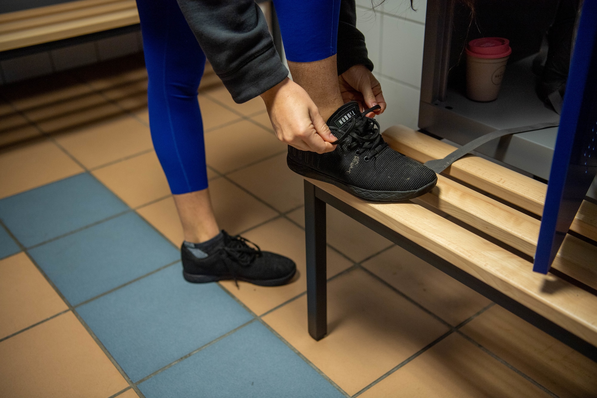 Gym patrons used new lockers at the Northside Fitness Center at Ramstein Air Base, Nov. 29, 2022.