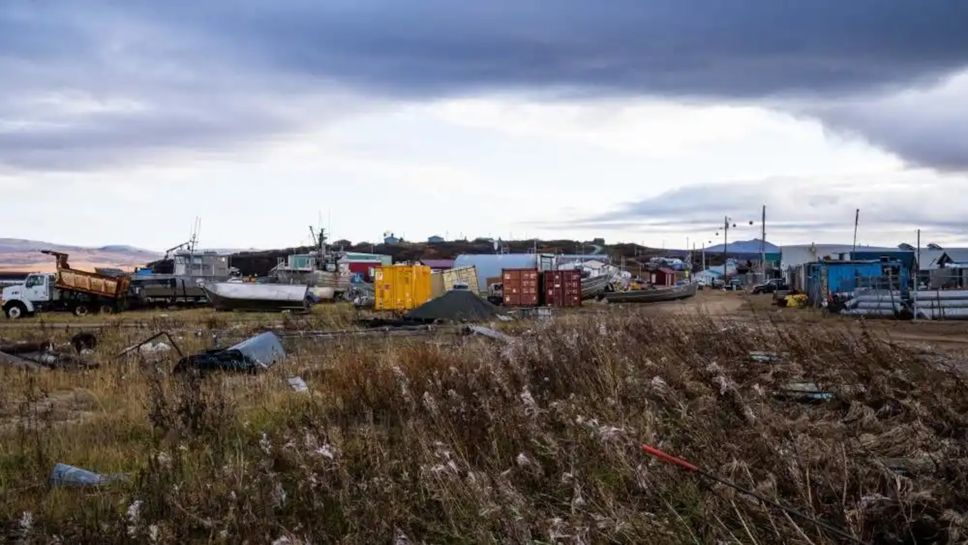 The aftermath of Typhoon Merbock in the village of Golovin, Alaska, Sept. 27, 2022. More than 130 members of the Alaska Organized Militia, which includes members of the Alaska National Guard, Alaska State Defense Force and Alaska Naval Militia, were activated following a disaster declaration issued Sept. 17 after the remnants of Typhoon Merbok caused dramatic flooding across more than 1,000 miles of Alaskan coastline. (Alaska National Guard photo by Pfc. Bradford Jackson)