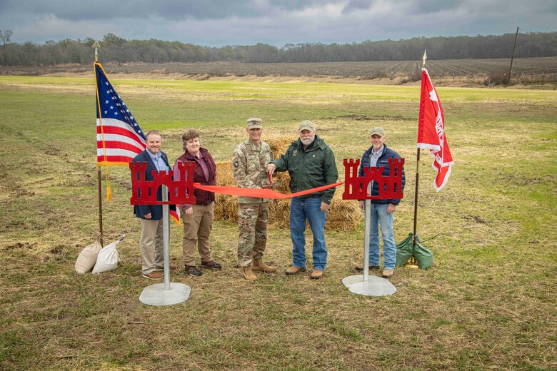 Memphis District Commander Col. Brian Sawser, district leadership, project delivery team members, and Project Partner Yazoo Mississippi Delta Levee Board, gathered for a ribbon cutting ceremony today, Nov. 15, 2022, to celebrate the completed Sherard Seepage Remediation Construction Project. 

Location: Coahoma County, Mississippi
Contract Amount: $1,800,000
Substantial Completion Date: Oct. 17, 2022
Contractor: Syte Corporation 
Project Partner: Yazoo Mississippi Delta Levee Board